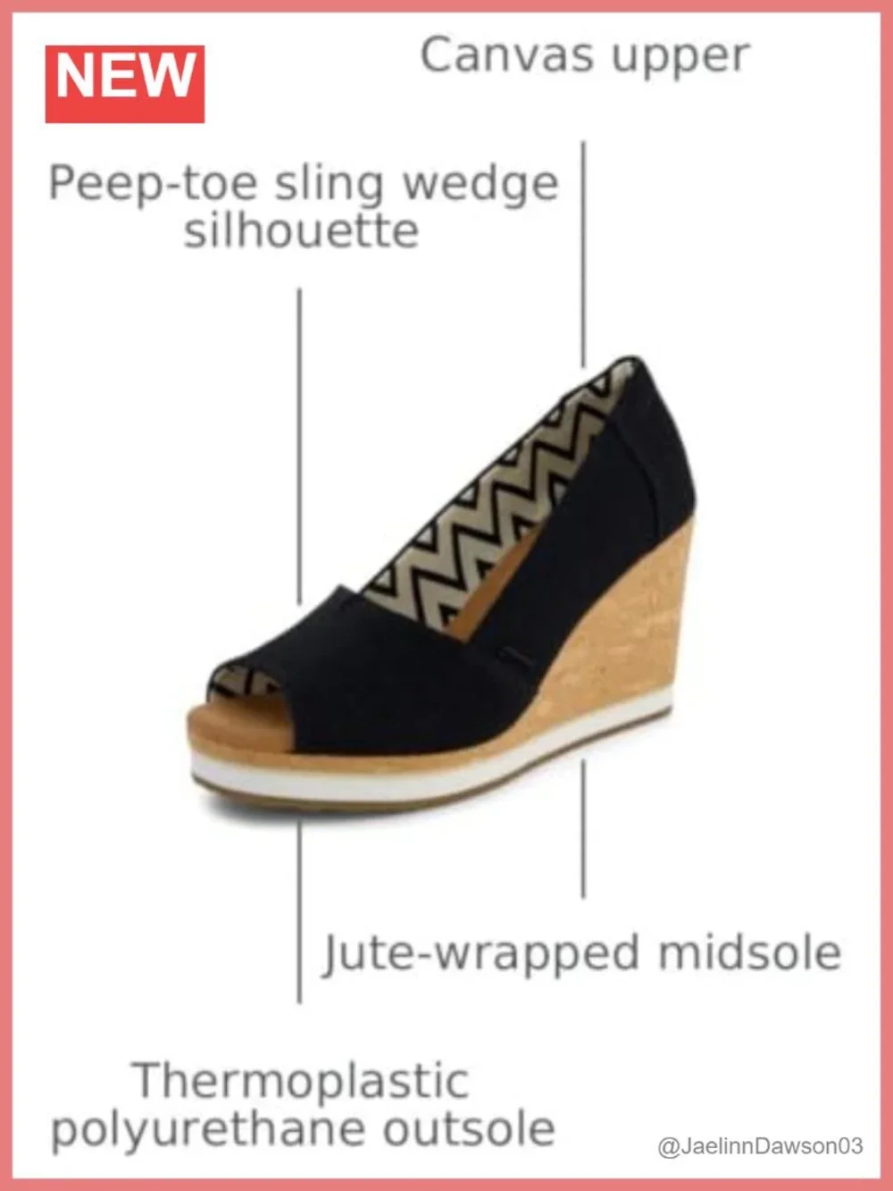 TOMS Essential Wedge Peep Toe Sling Ankle Strap Canvas Sandals